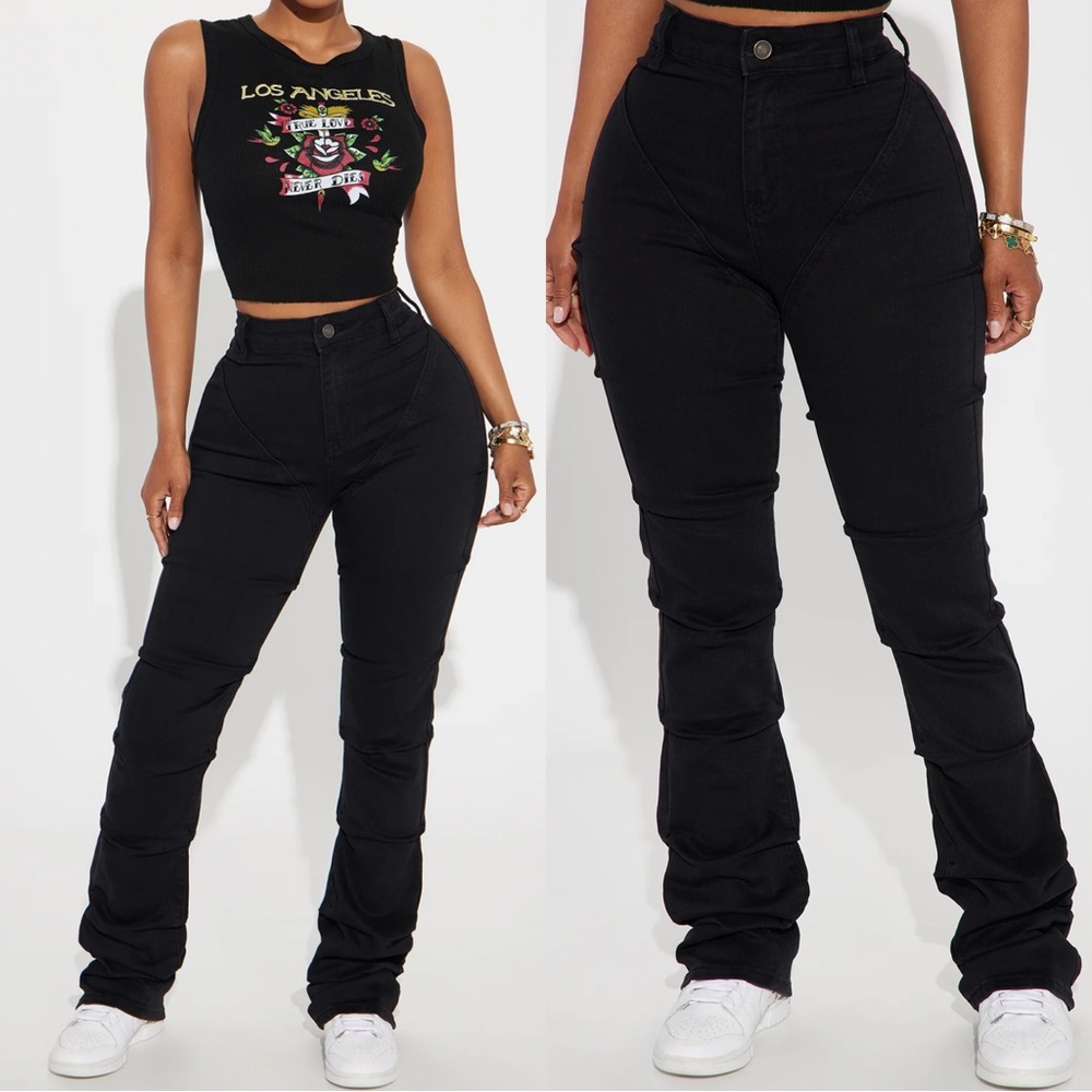 {Fashion Nova} Black Stacked Jeans